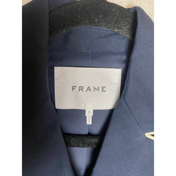 Frame - Double Breasted Piped Jacket in Navy Size 0 NWT - Picture 5 of 9